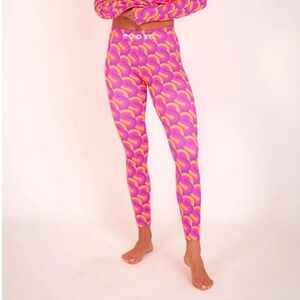 OOSC Women's That 70's Show Baselayer Pink Orangr Leggings 25" Inseam S